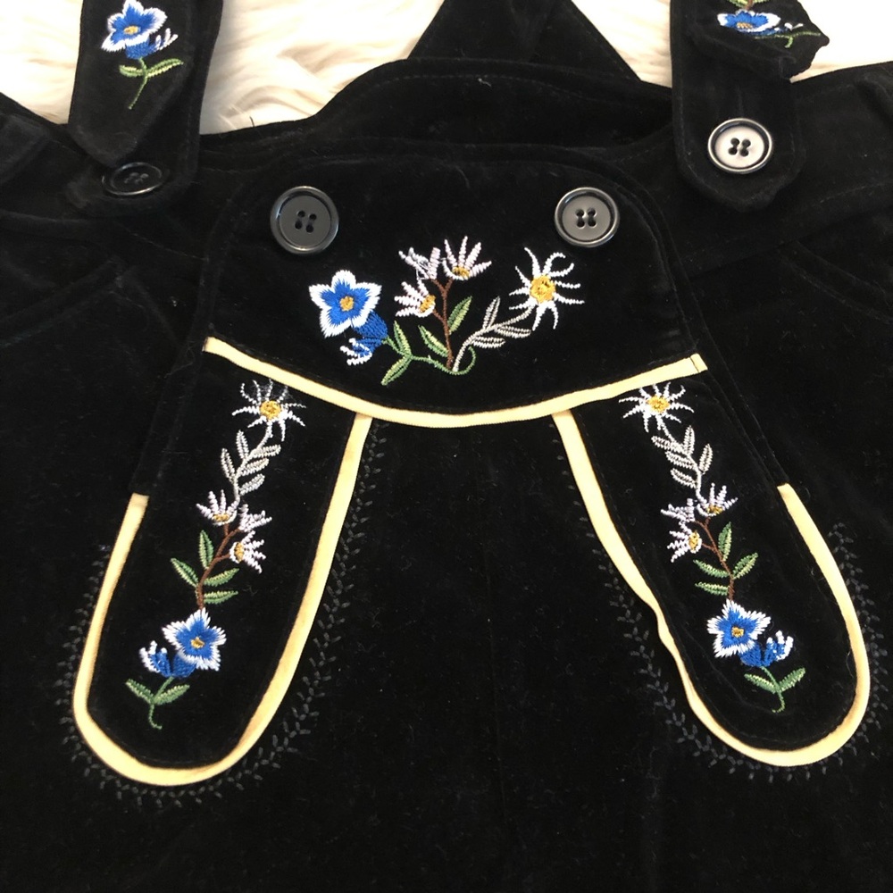 German Bavarian Lederhosen Oktoberfest Halloween Costume Black Velvet Romper M - Picture 7 of 13